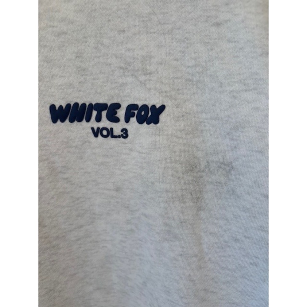White Fox Vol 3 Oversized Hoodie Gray Marle Navy Blue Puff Print Logo M/L - Picture 4 of 9